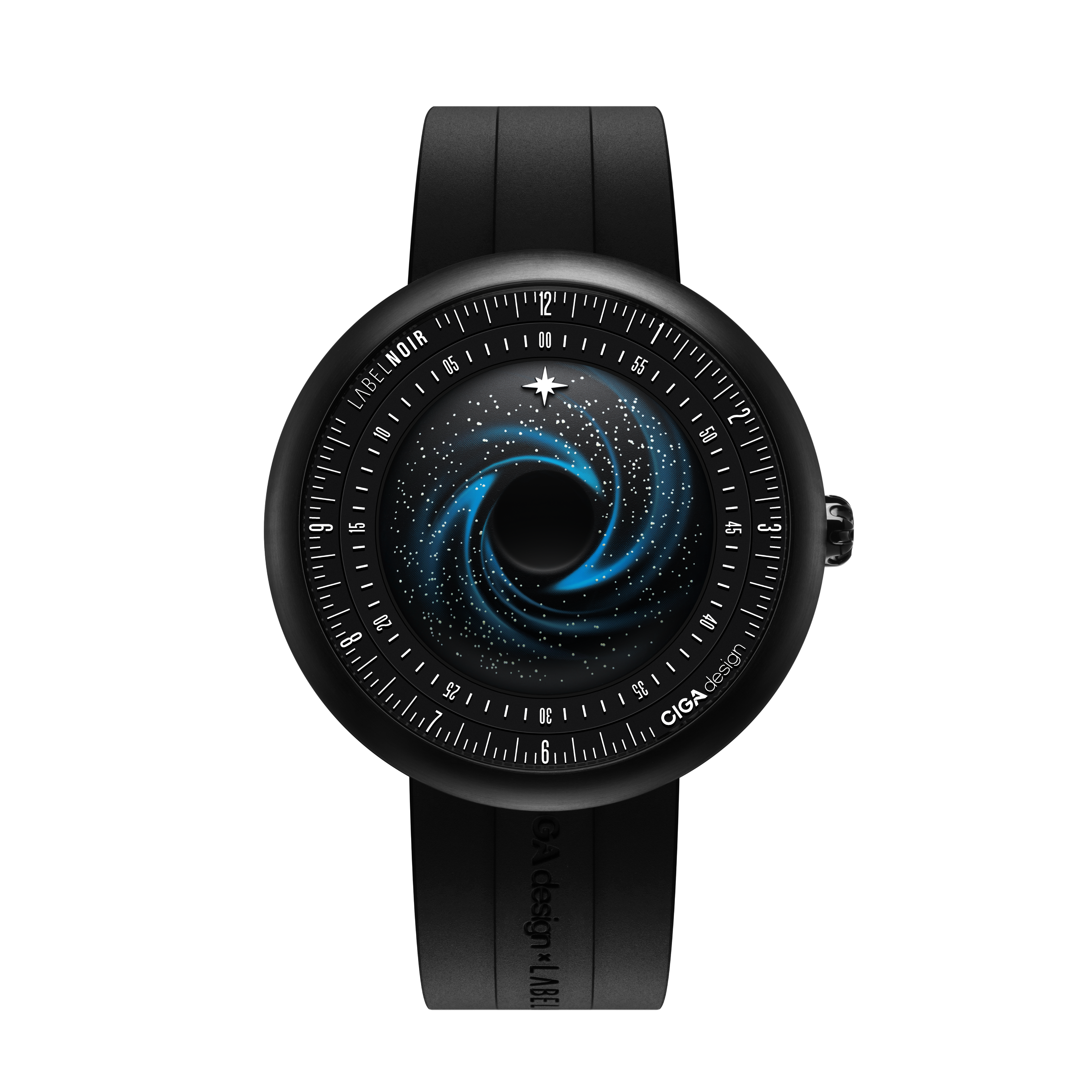 CIGA design X LABEL NOIR AUTOMATIC WATCH BLUE PLANET II · BLACK STAR E