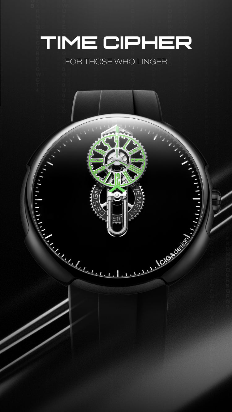 CIGA design AUTOMATIC WANDERING HOUR WATCH · TIME CIPHER