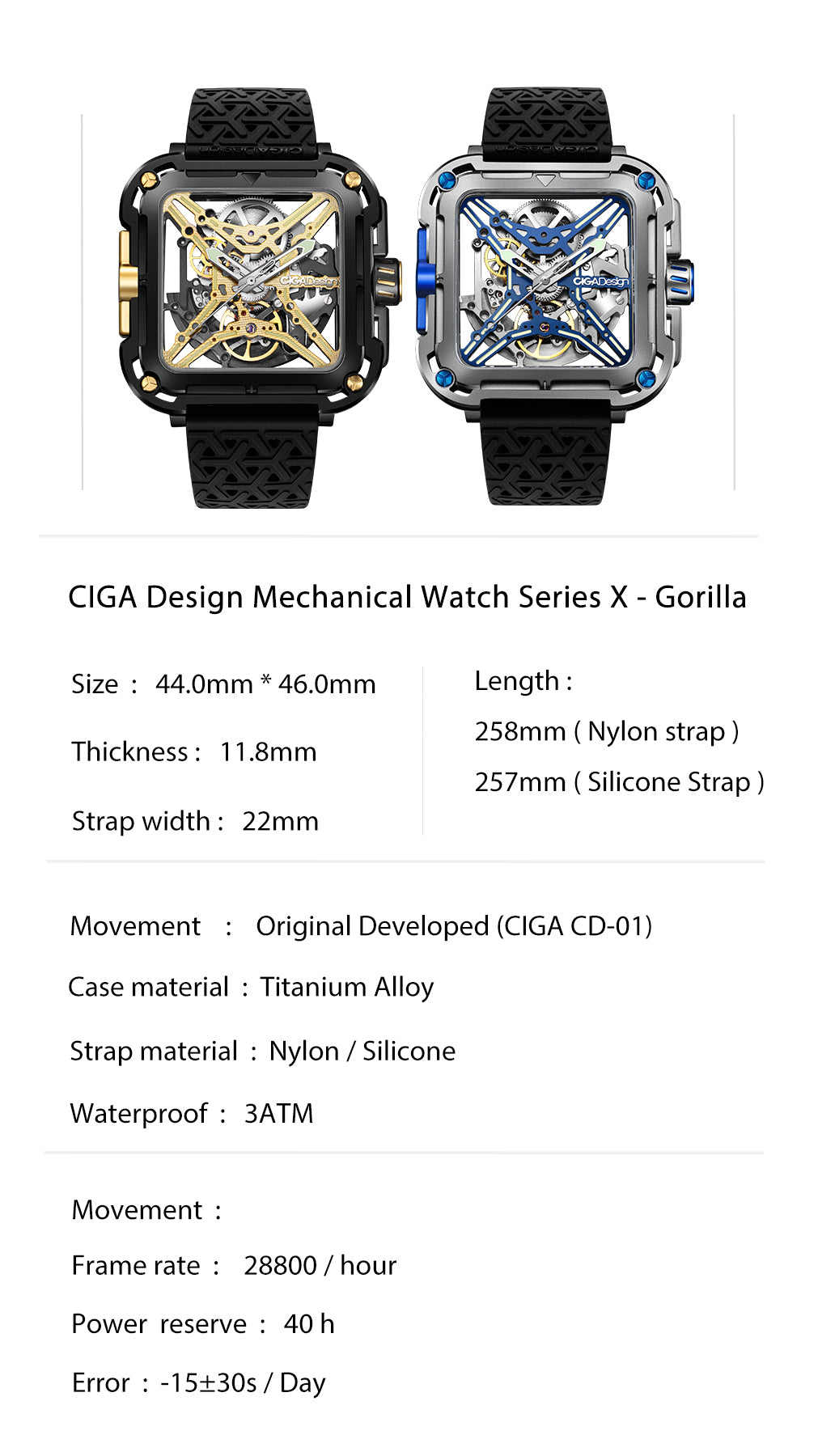 CIGA Design Mechanical Watch Series X Gorilla – cigadesign.official