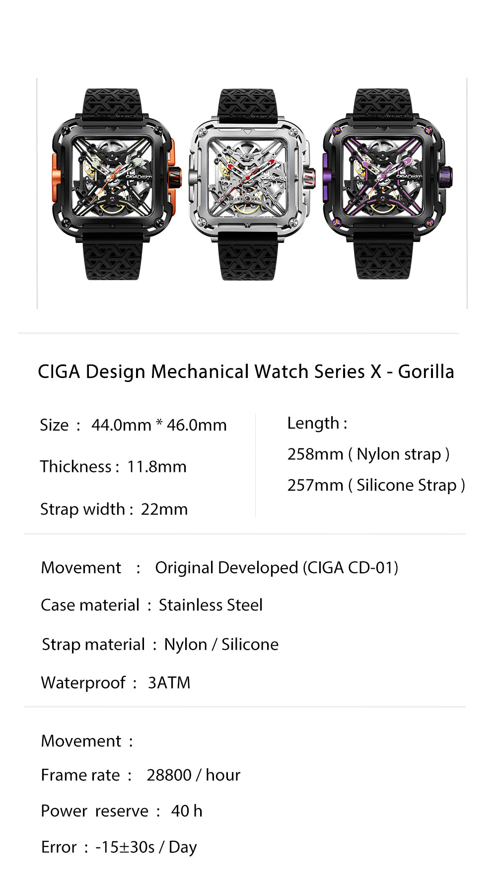 CIGA Design Mechanical Watch Series X Gorilla – cigadesign.official