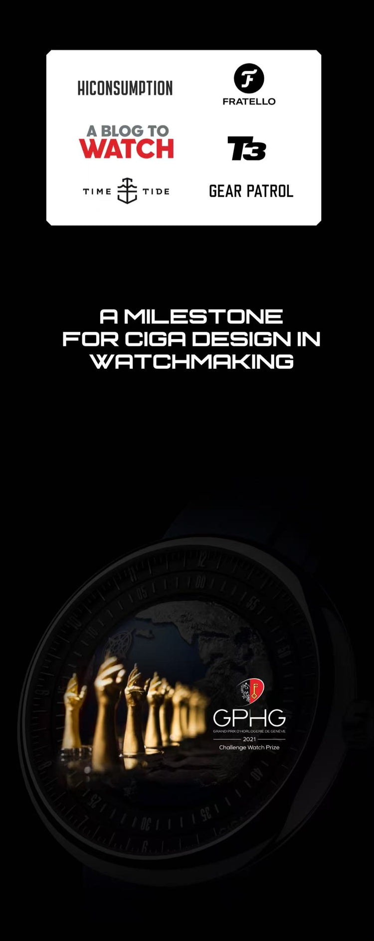 CIGA design AUTOMATIC WANDERING HOUR WATCH · TIME CIPHER