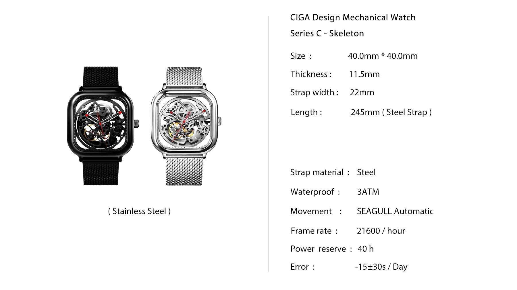 CIGA Design Mechanical Watch Series C Skeleton CIGA design