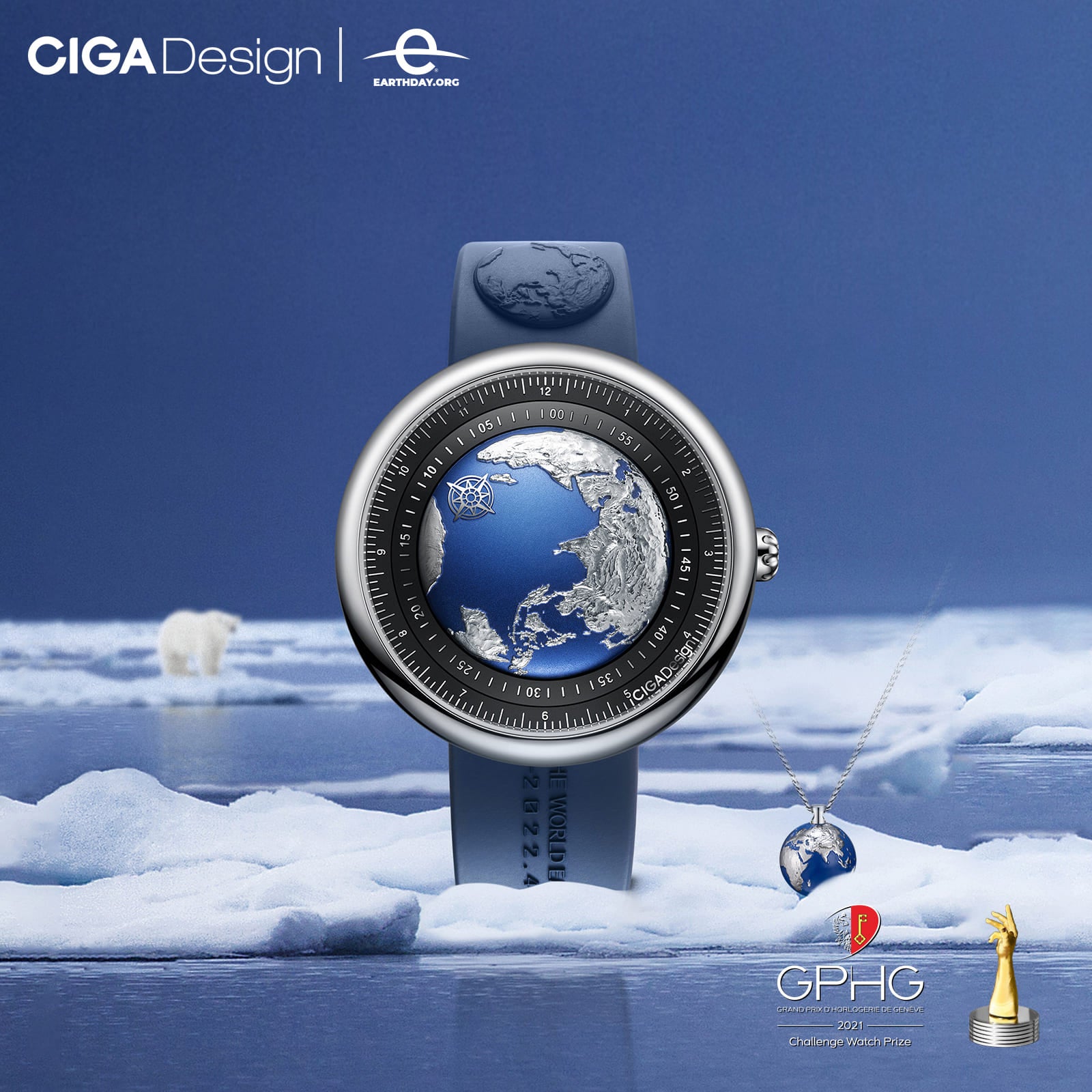 Globe Design Steel bleu 50 cm
